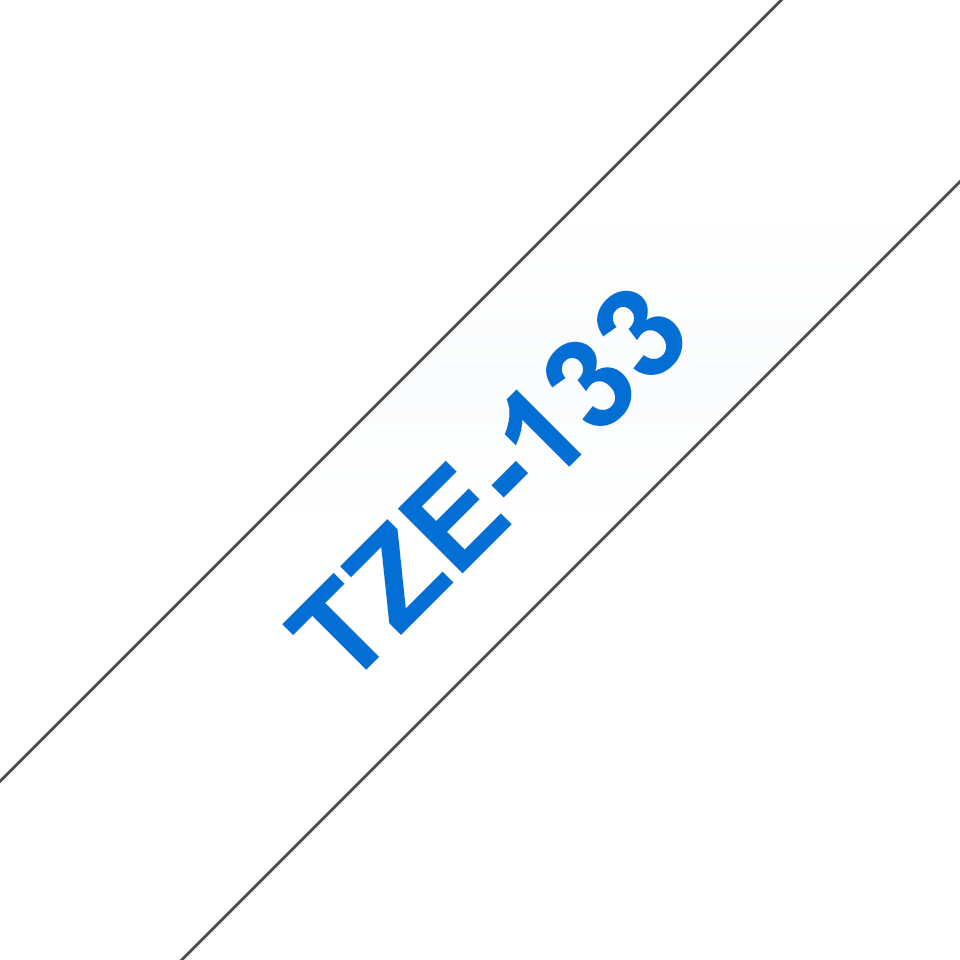 Brother TZe133: оригинальная кассета с лентой для печати наклеек синим на прозрачном фоне, ширина: 12 мм.